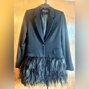 Elizabeth and James blazer with feathers.